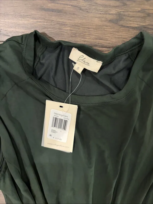 New With Tags Elan Front Slit Dark Green Midi Dress Sz S - Image 8