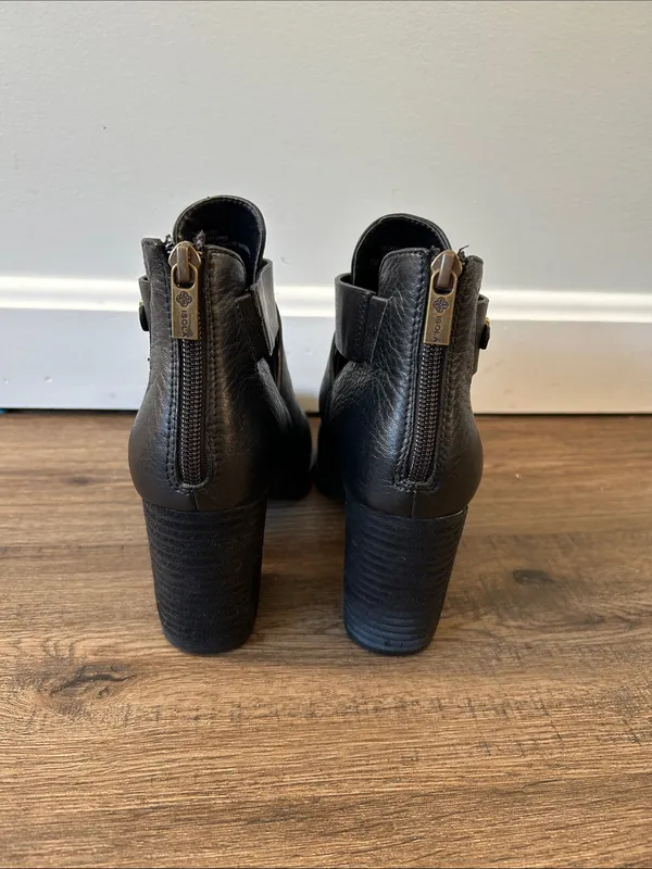 Isola |Black Leather Crisscross Ankle Booties with Gold Buckle sz 7M - Image 4