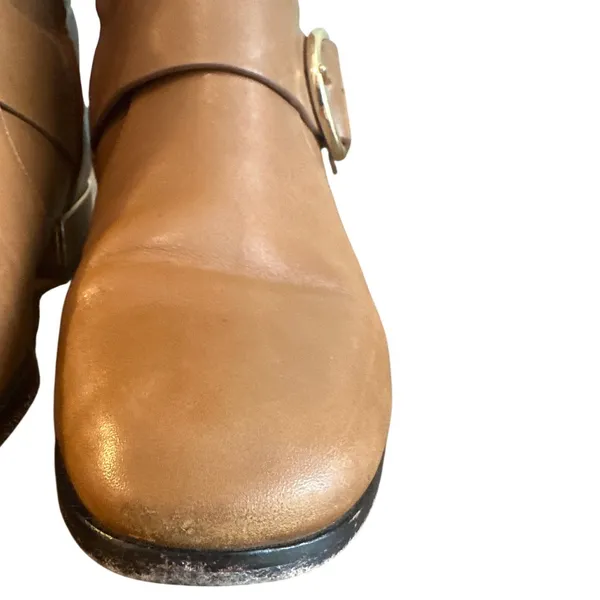 Tory Burch Sofia 40343 Cognac Leather Riding Boots Gold Buckle 8.5 - Image 10
