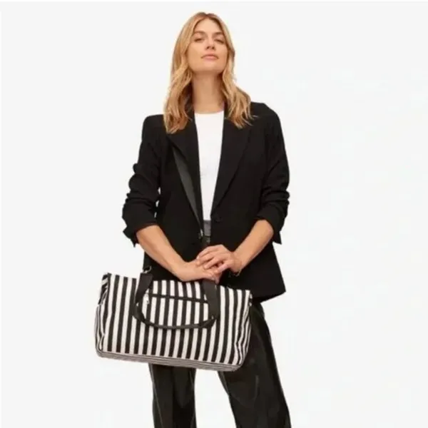 Alice & Olivia By Stacey‎ Bendet Black & White Striped Duffel Bag NWT - Image 2