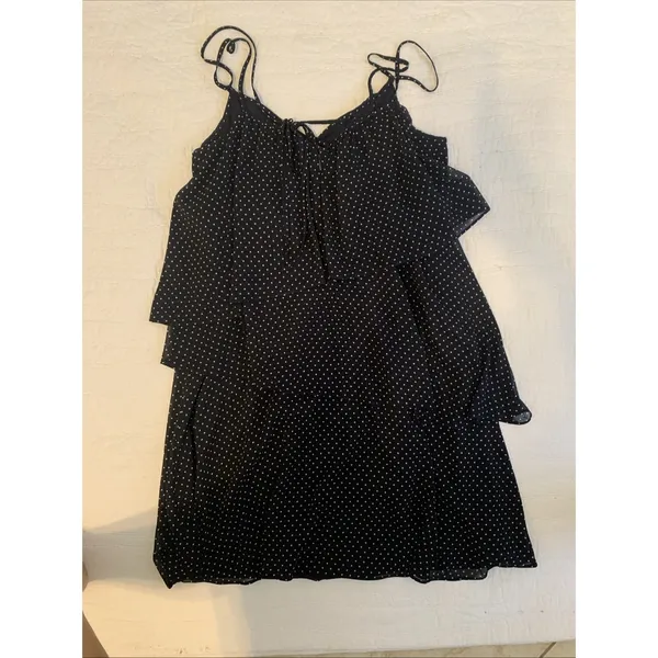 Ralph Lauren Polka-Dot Georgette Sleeveless Dress Size 12 Navy - Image 4