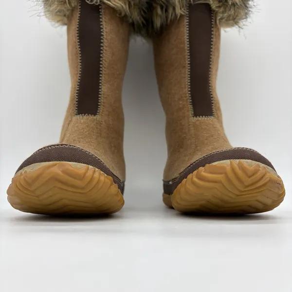 Sorel Womens 5 Boots Cozy Joan Tall Felt Faux Fur Tan Warm Pull On NL1884-286 - Image 4