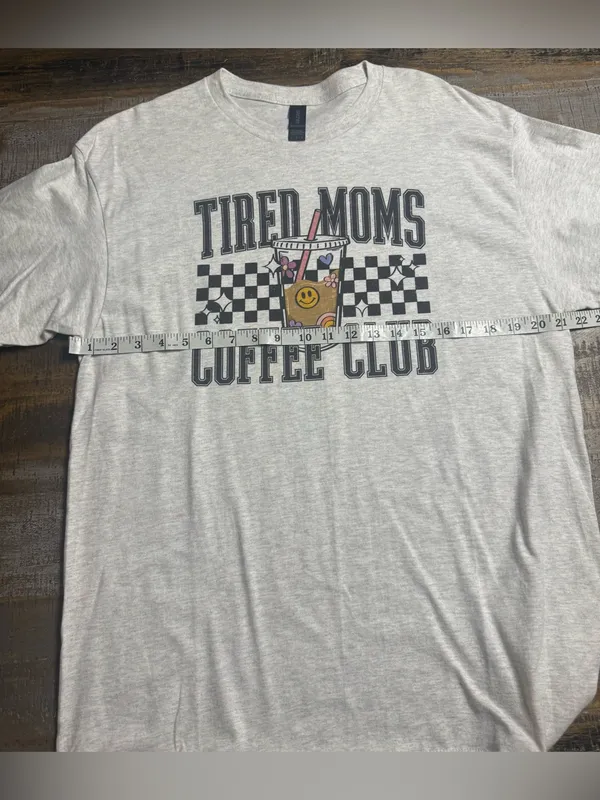 Gildan Light Heather Gray "Tired Moms Coffee Club" Graphic Tee - Image 6
