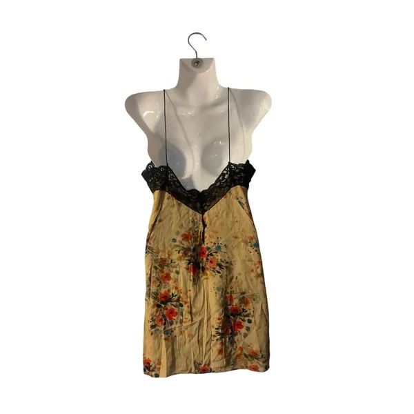 Zara Trafaluc Collection Flora Print Lace Trim Slip Dress SZ S Boho Botanical - Image 2