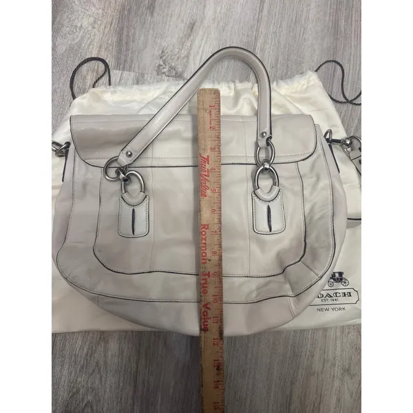 Coach‎ Kristin Off White Leather Flap Shoulder Bag Crossbody Silver Hardware - Image 10