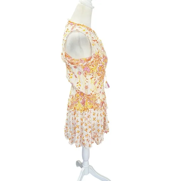 Poupette St Barth Anais Orange Nemesia Floral Mini Dress Resort XS - Image 6