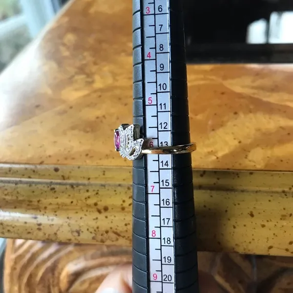 Natural Rhodolite Garnet Sterling Silver Lotus Ring Size 6 - Image 5