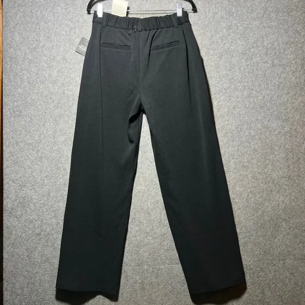 No Comment Black Wide Leg Trouser Pants Pleated Front Stretch NWT Size L - Image 9
