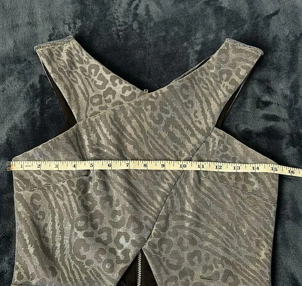 Topshop Metallic Silver Grey Leopard Animal Print Mini Dress Sz 4 - Image 8