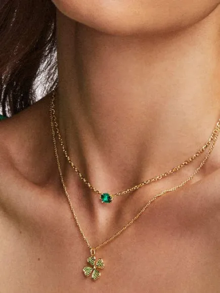 💫🍀 Kendra Scott Clover Gold Short Pendant Necklace Green - Image 6