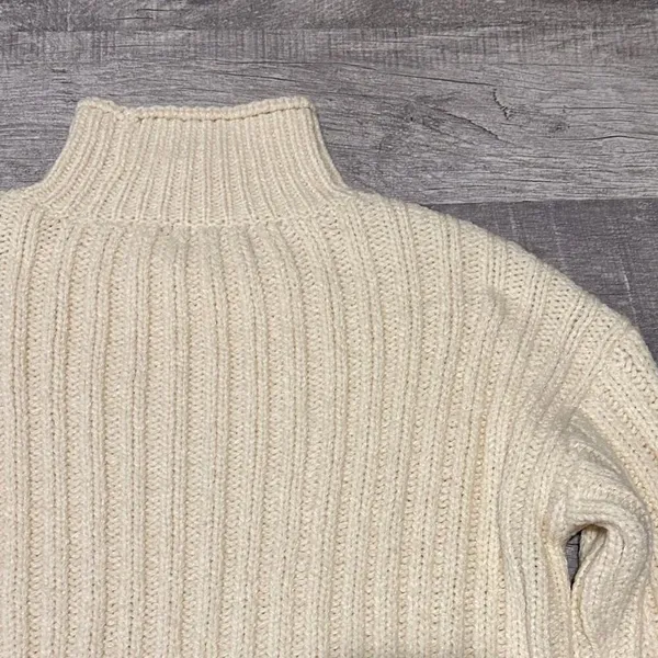Kut From The Kloth Leona Ribbed Turtleneck Sweater Womens M Ivory Chunky Knit - Image 6