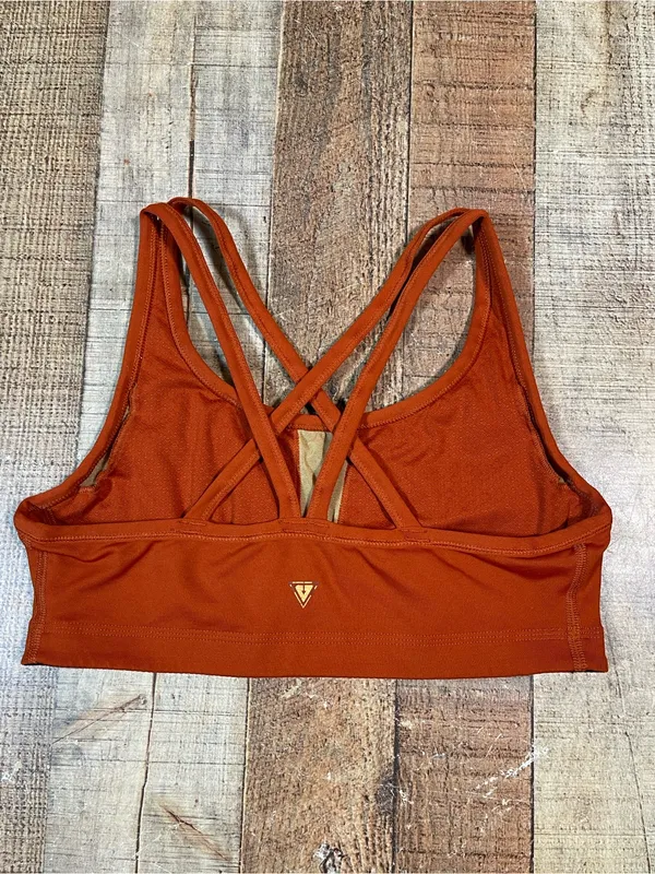 Yogasmoga Size 6 Medium Rust Orange Criss Cross Sports Bra Strappy Boho Yoga - Image 2