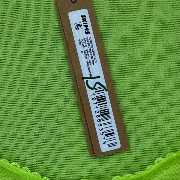 SKIMS Summer Mesh Lace Super Cropped Top Green Highlighter 4X DR-MIN-3585 NEW - Image 4
