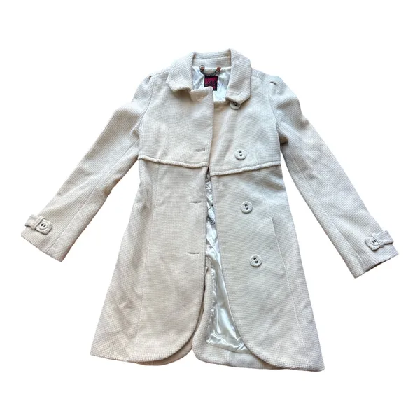 Miss Sixty Women Cream Wool Blend Textured Button Front Coat Jacket XS W792 4353 - Image 2