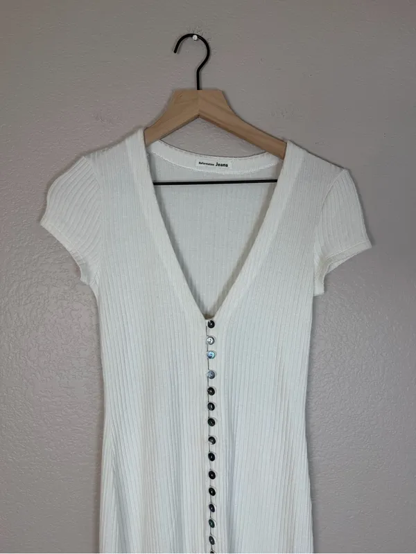 Reformation Ryder Ribbed Mini Dress size Small White $118 - Image 8
