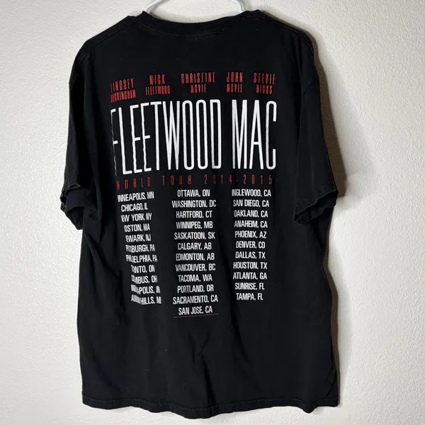 Fleetwood‎ Mac On With The Show World Tour 2014 2015 Concert T-Shirt Black XL - Image 4