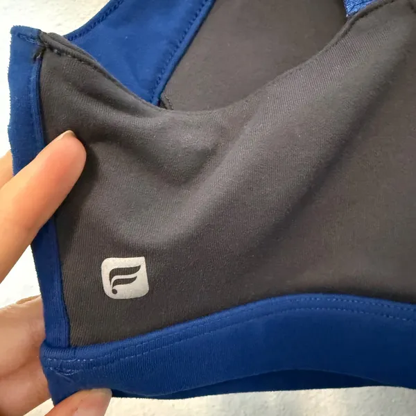 Fabletics Blue Grey Sports Bra Medium Support‎ Activewear Athletic Tank Top - Image 3