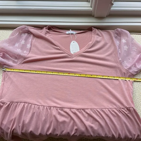 NWT Clearlove blush sheer long sleeve tiered top size XXL - Image 5