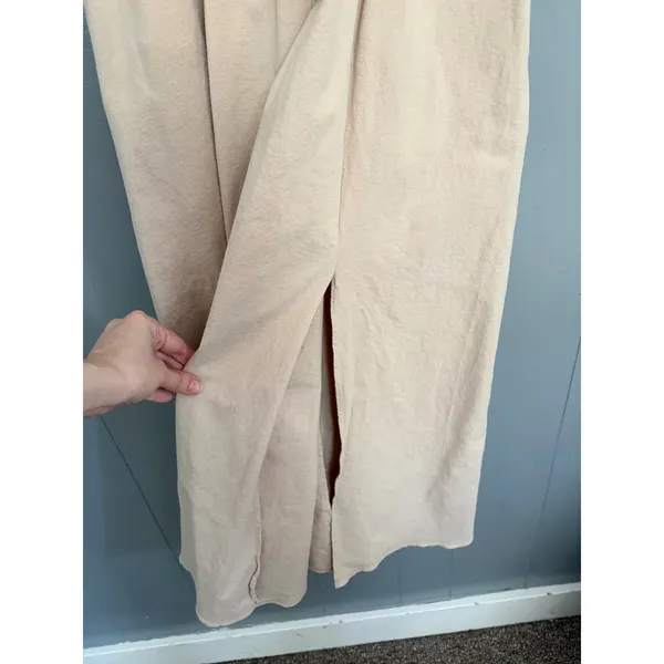 ASTR the Label Sand Beige Bow Back Apron Gathered Skirt Cottagecore Midi Dress M - Image 2