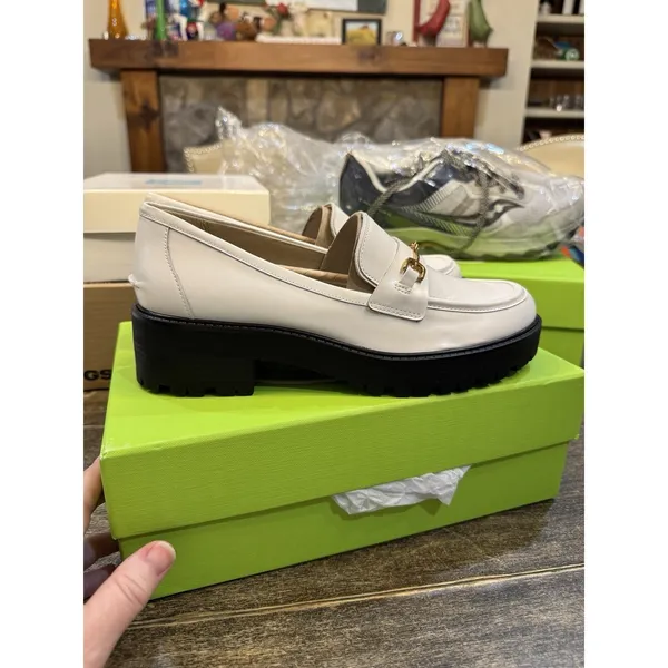 Sam Edelman Womens Tully White Shiny Box Size 8.5‎ Lug Sole Equestrian - Image 5