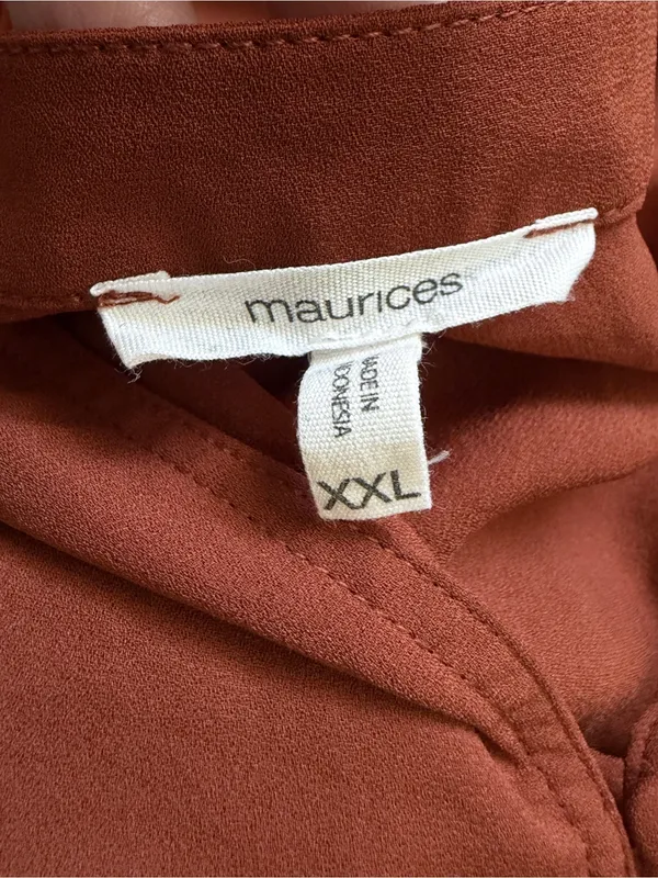 Maurices Rust Button Front Long Sleeve Blouse XXL Fall Office - Image 6