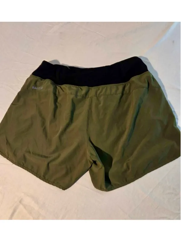 Baleaf Women’s Athletic Running Shorts Built-In Brief Pockets Olive Green Size M - Image 2