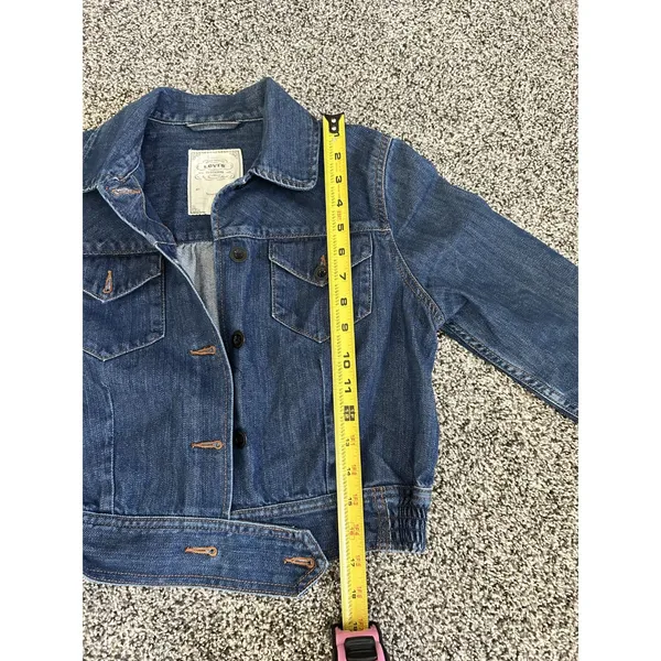 Levi's dark wash denim peplum jacket M - Image 4