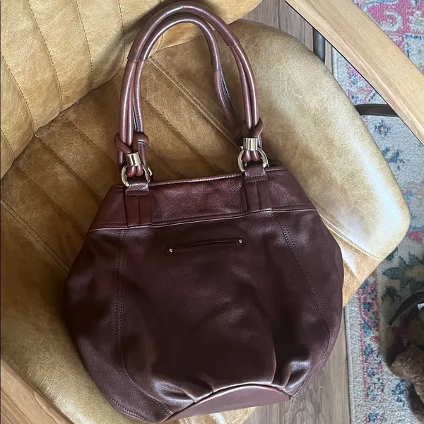 B. Makowsky Chocolate Brown Leather Shoulder Satchel - Image 3