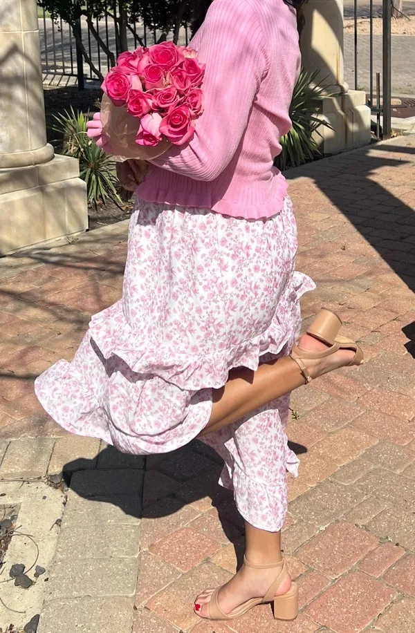 Hi-Lo Pink Floral Dress - Image 3