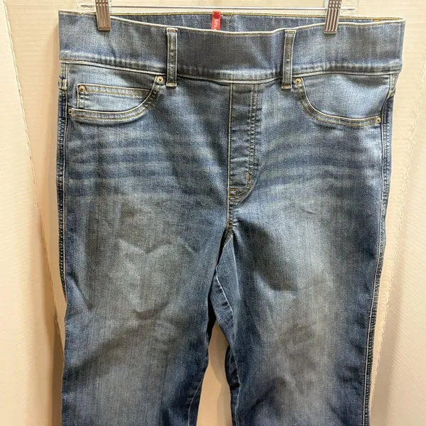 SPANX Jeans Womens 1X Tall Vintage Indigo High Rise Pull On Flare Leg - Image 2