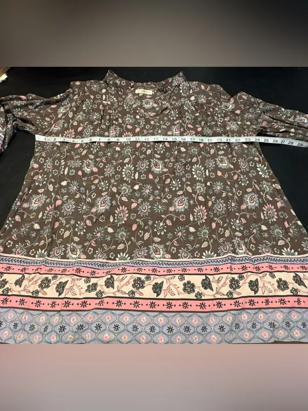 Natural Life Dara Bohemian Floral Tunic Dress in a brown & pink floral print S - Image 9