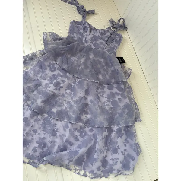 NWT LULUS Glamorous Sweetie Lavender Burnout Tie-Strap Bustier Midi Dress Sz XS - Image 5