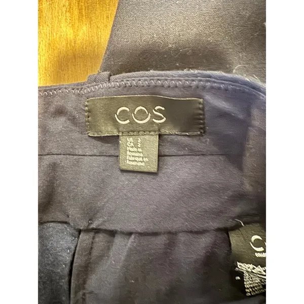 COS Navy Wool-Blend Cuffed Ankle Dress Pants Navy Blue Normcore Career‎ Size 2 - Image 3
