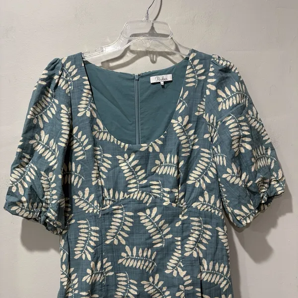 Parker Cammie Blue Tropical Puff Short Sleeve Mini‎ Dress Women's Size 10 Mini - Image 7