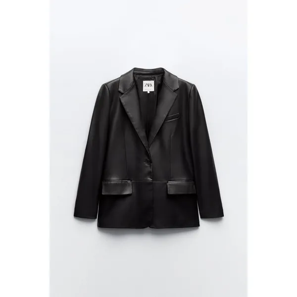Zara FAUX LEATHER MENSWEAR STYLE BLAZER Size Small (4432/710/800) New With Tags - Image 2