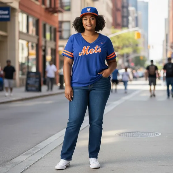 New York Mets Shirt Womens XL Blue MLB Baseball Nike V Neck Stripe Sleeves - Image 12