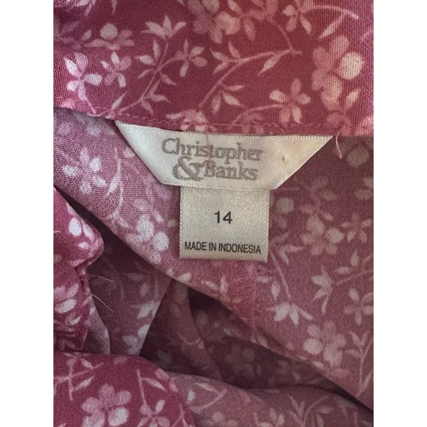 Christopher & Banks Vintage Y2K Floral Skirt Pink Ditsy Cottage Garden Feminine Romantic Size14 Midi - Image 3