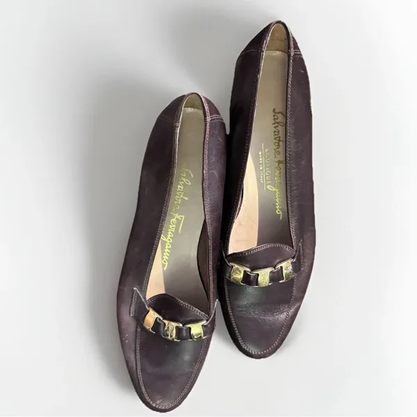 SALVATORE FERRAGAMO Boutique Brown Leather Gancini Link Strap Loafers Size 5‎ B - Image 8