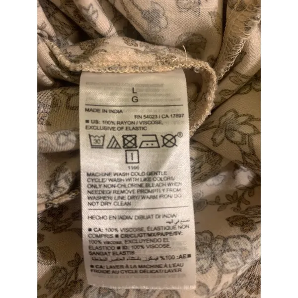 Old Navy Women's L Floral Smocked Waist V-Neck Maxi Dress Beige Brown Sleeveless - Image 8