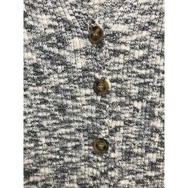MOD REF Black White Marled Knit Short Sleeve V-Neck Cardigan‎ Sweater Small - Image 3