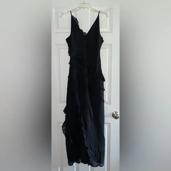 Abercrombie & Fitch Draped Ruffle Maxi Dress in Black Size Large New with tag - Image 7