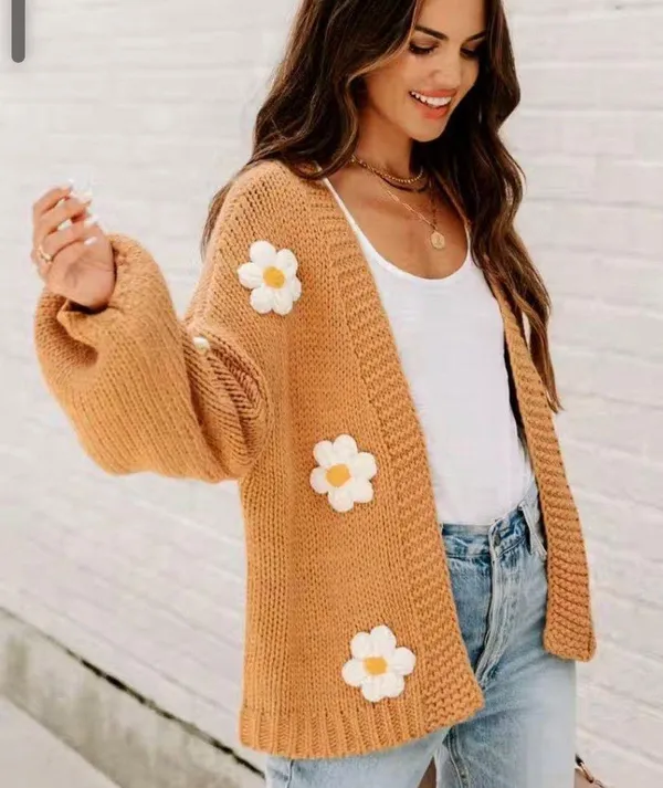Vici New -Fallen Daisy Oversized Knit Cardigan - Image 3