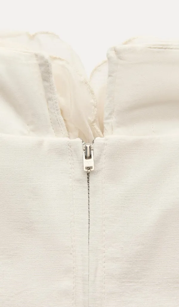 ZARA Elegant Cream Floral Bustier Top - Image 9