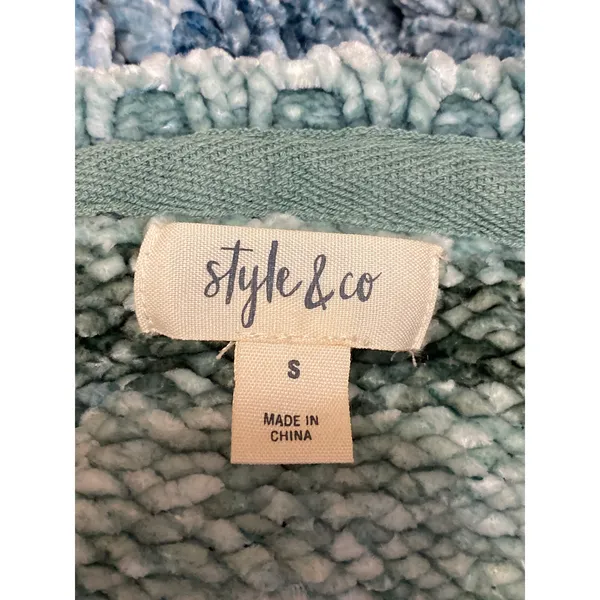 Style & Co Woemn's Green Striped Knit Crewneck Long Sleeve Knit Sweater Top Sz S - Image 3