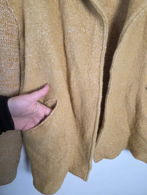 Cynthia Rowley Wool Blend Cardigan Shawl Collar Sweater Golden Mustard Small - Image 5