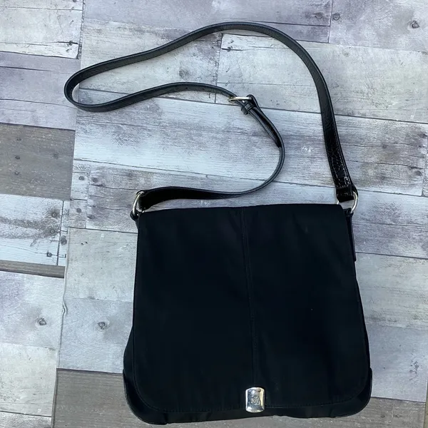 Lauren Ralph Lauren Messenger Bag Large Black Nylon Croc‎ Trim Good Crossbody - Image 2