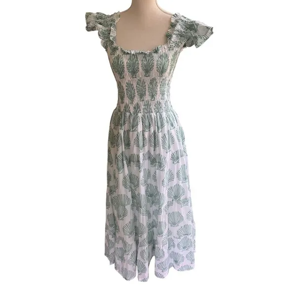 Darlington isle Amelia Island Flutter Shell Nap Dress white green XL - Image 2