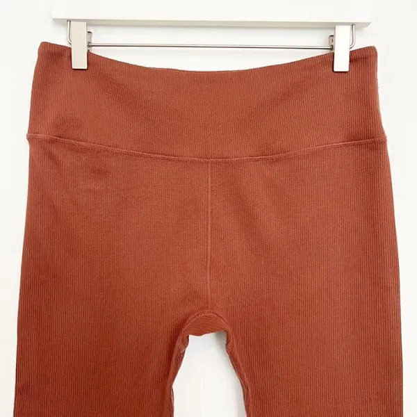 Leggings High Rise Brown Ribbed Full Length Athletic Gym‎ Workout Activewear - Image 2