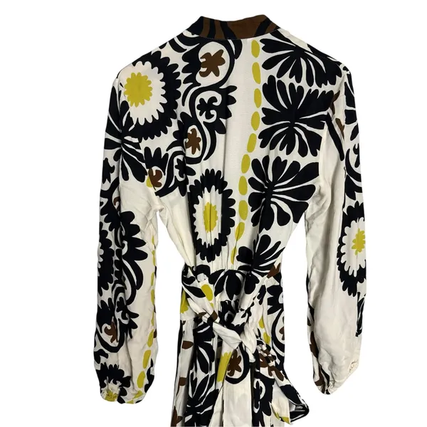 Zara White Floral Print Boho Blogger Favorite Resortwear Wrap Maxi Dress XS - Image 8