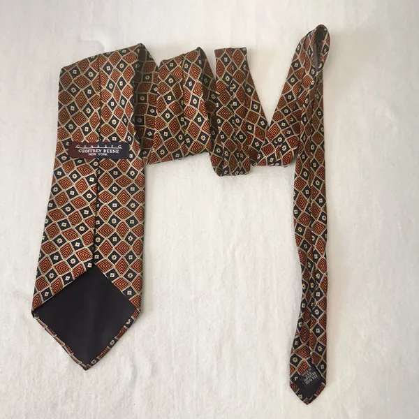 Geoffrey Beene Tie Geometric Multicolor Silk Necktie Classic USA Made Office - Image 4